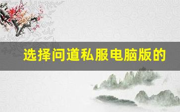 选择问道私服电脑版的优势与技巧